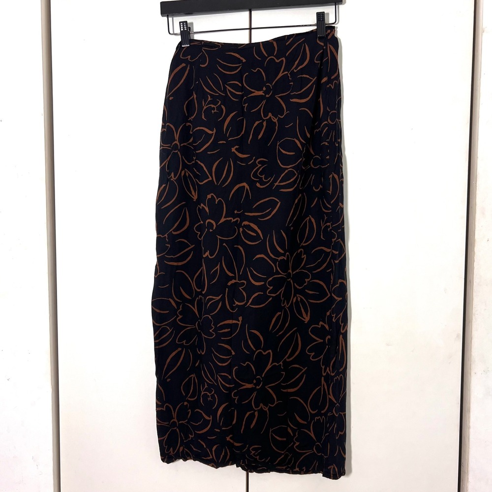 VTG Express Wrap Midi Skirt Size L Floral Geometric Dark Fairy Whimsigoth USA - Picture 3 of 7